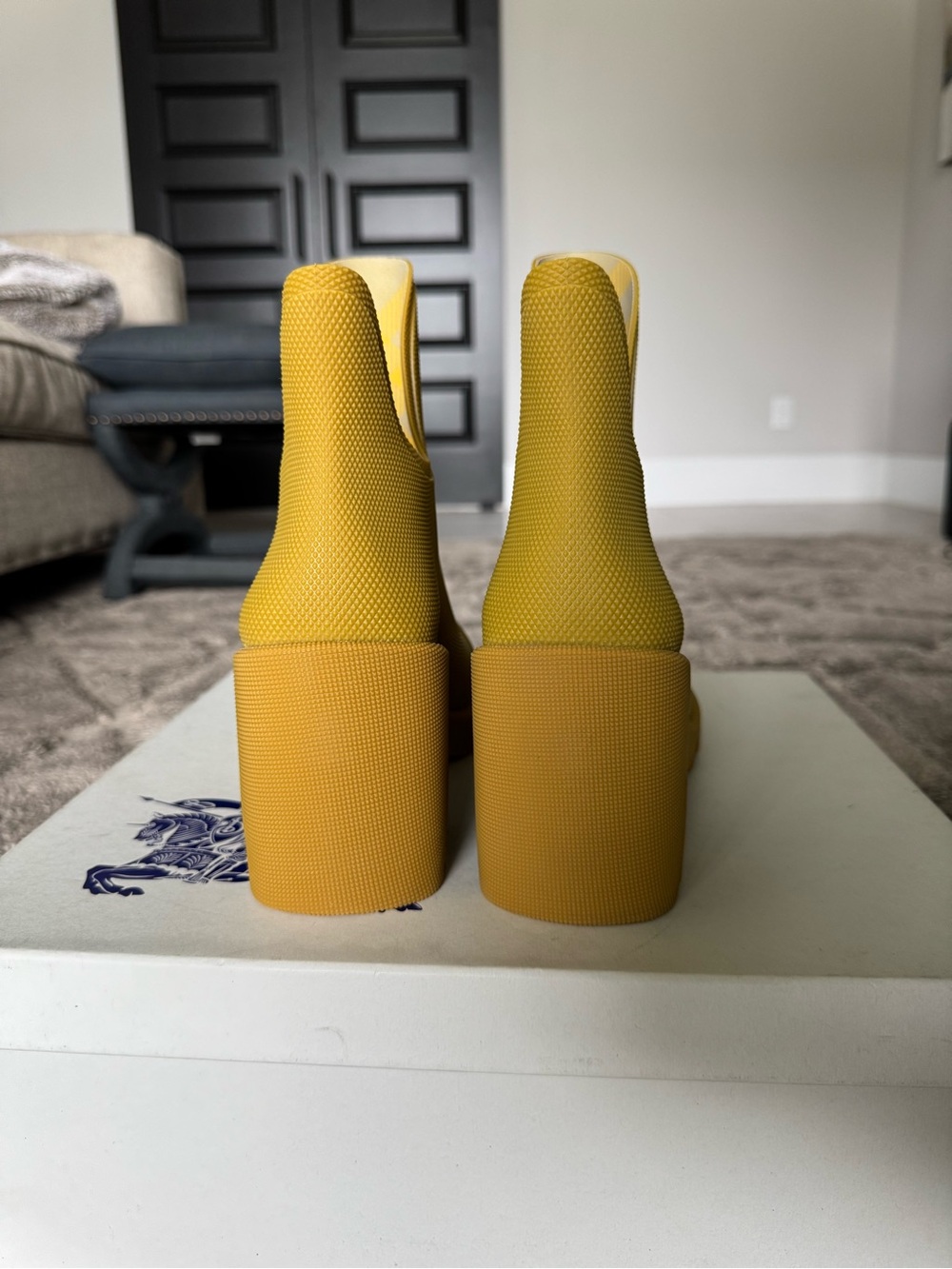 Burberry Yellow Platform Chelsea Heeled Rain Booties - Picture 4 of 10